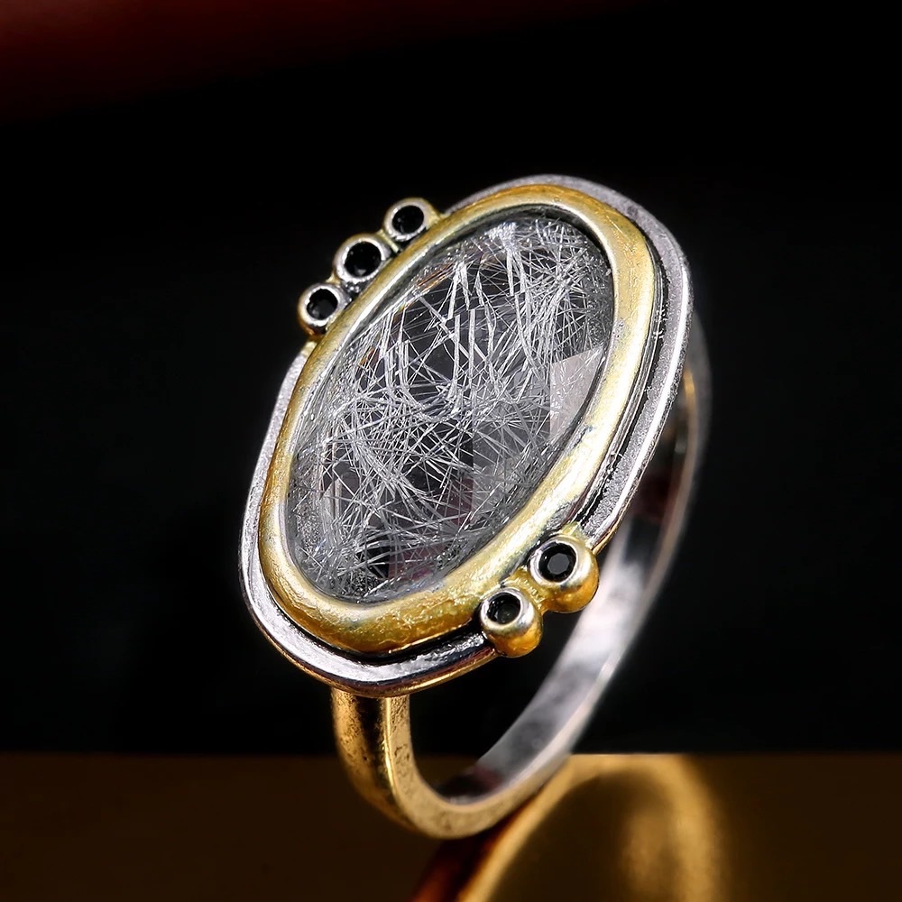 New Two Tone Exquisite CZ Retro Ring